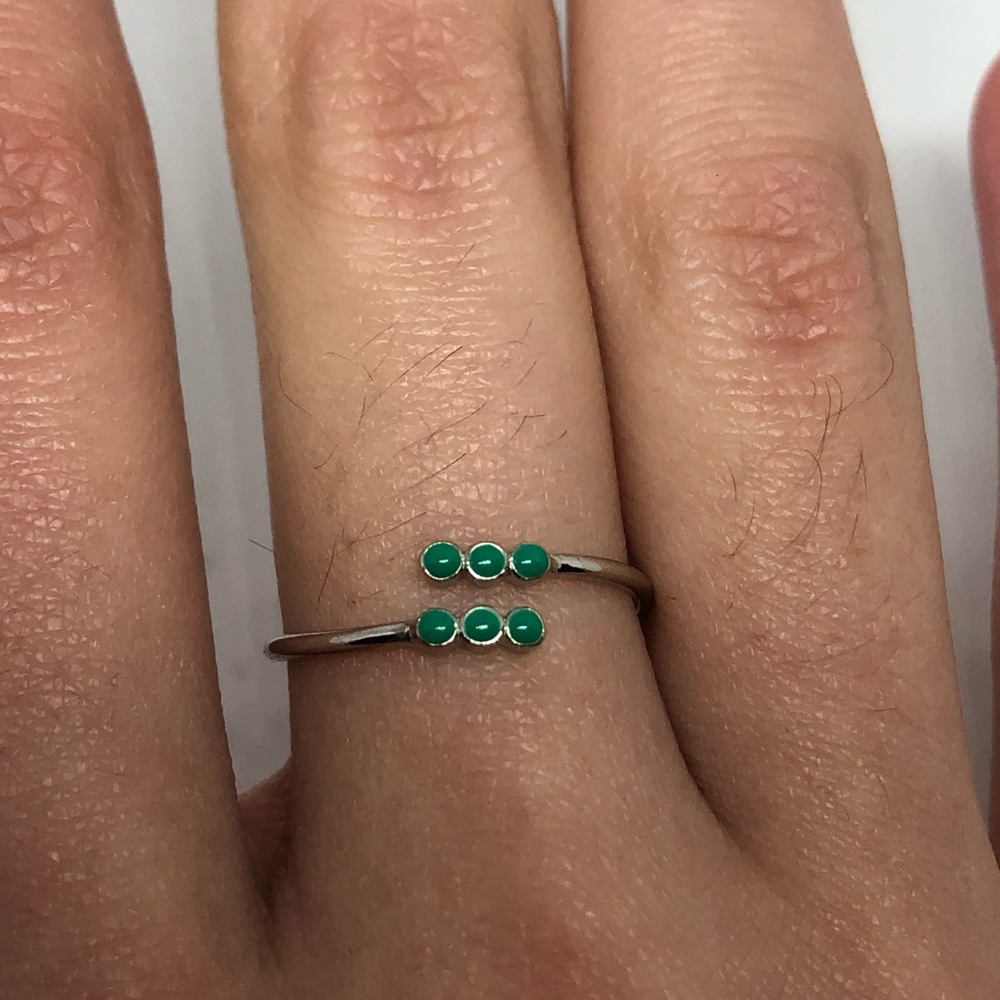 adjustable Sterling silver Green turquoise ring